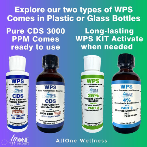 WPS KIT Water Purification Sodium Chlorite 25% HCL 4% Glass 118ml - AllOne Wellness CA$38.97